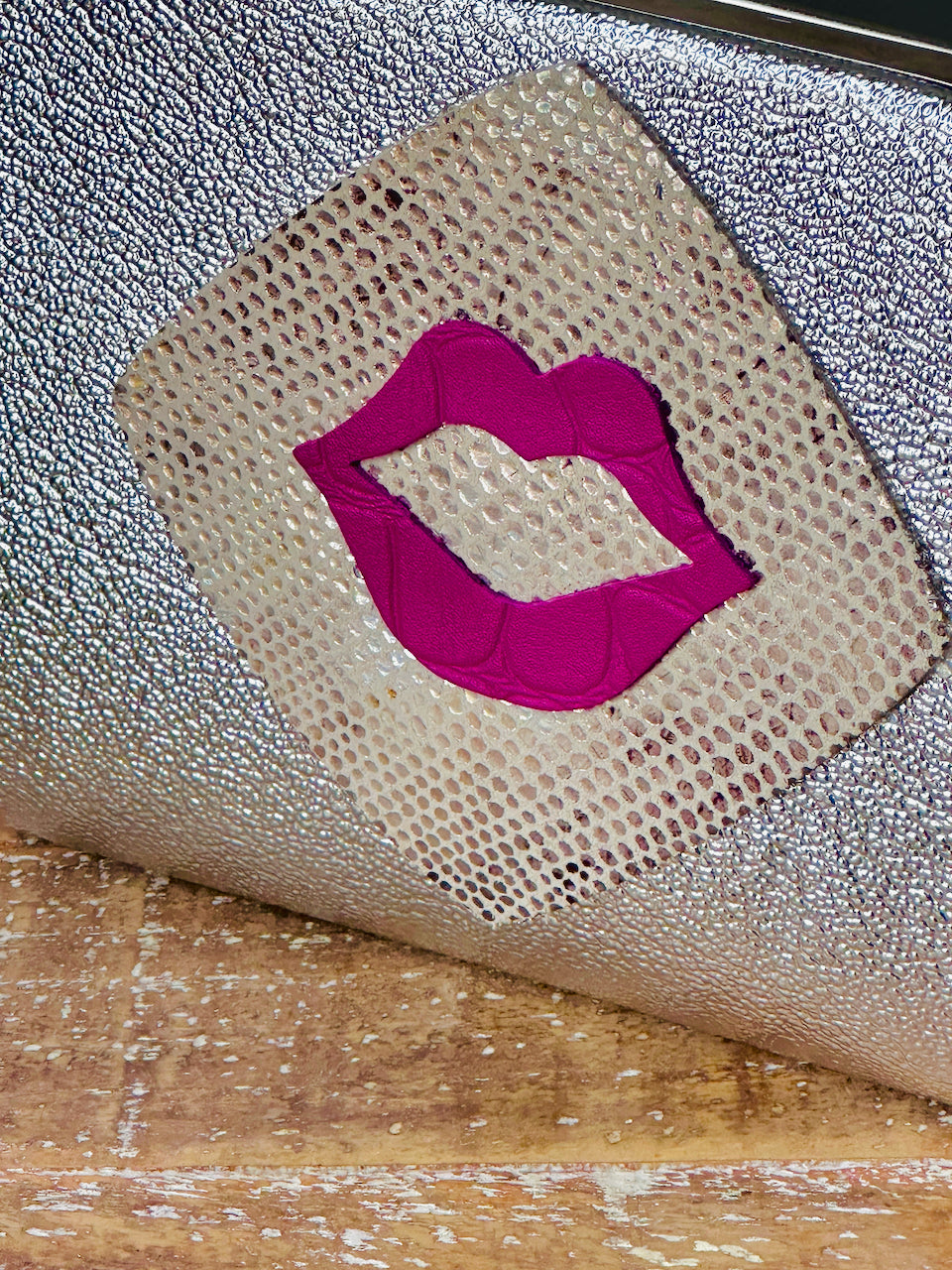 "Hot Lips" Upcycled 1960s Vintage Clutch Handbag