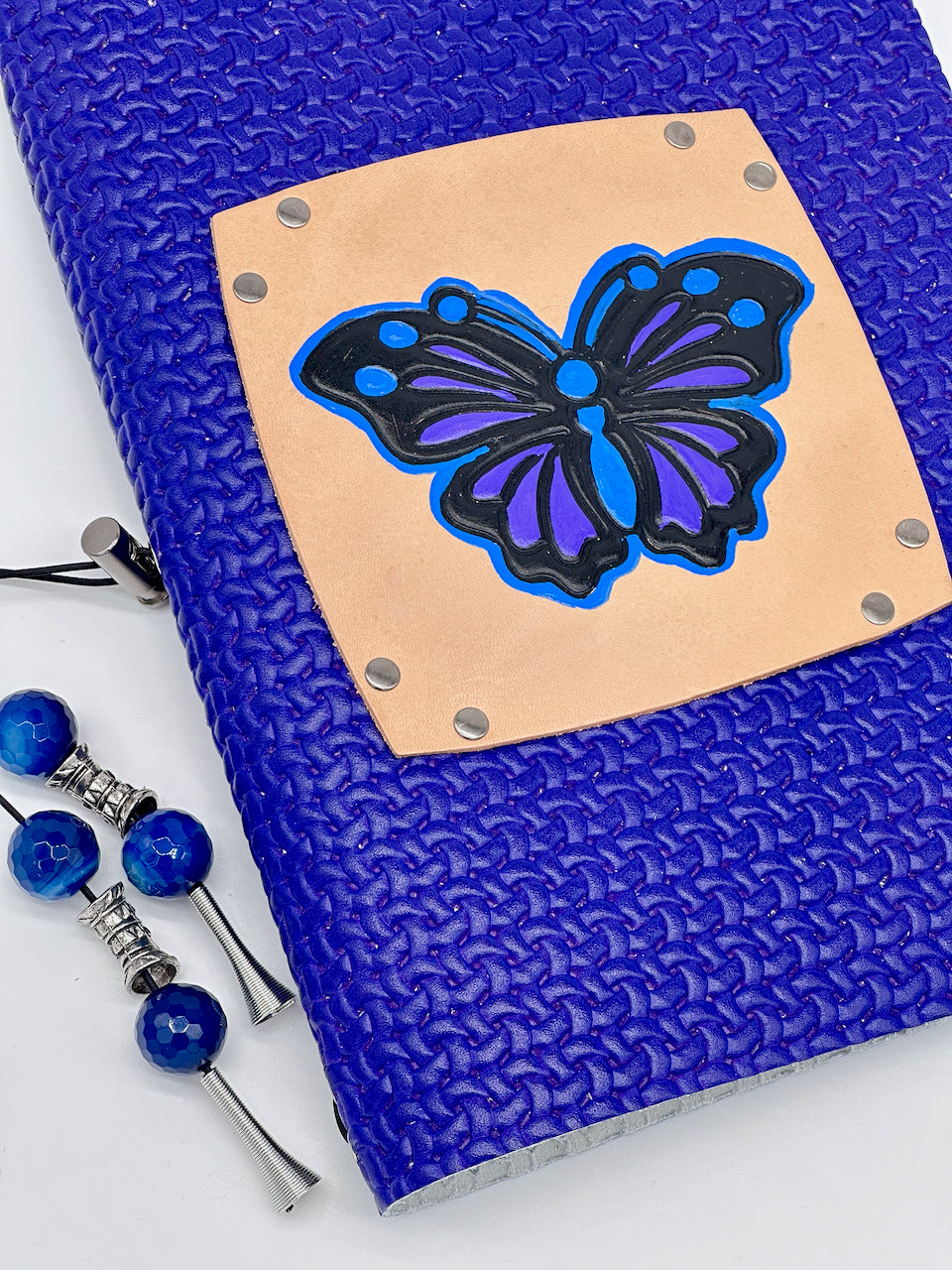 Blue 2 Butterfly Refillable Leather Journal