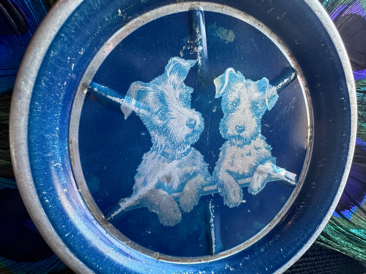 "Woof Woof" Blue Terriers Upcycled Vintage Clutch Purse