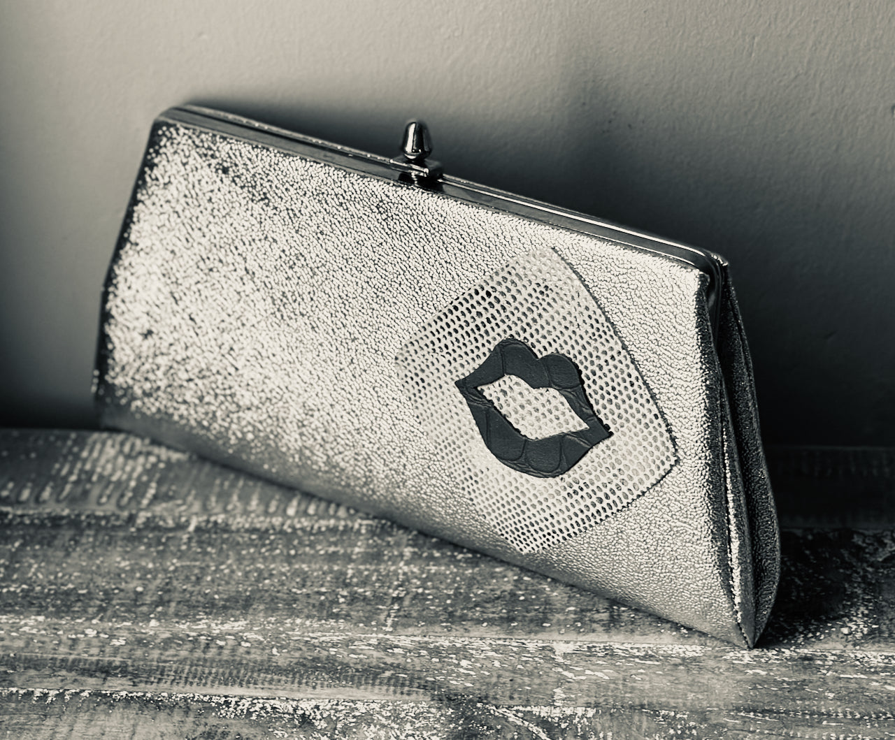 "Hot Lips" Upcycled 1960s Vintage Clutch Handbag