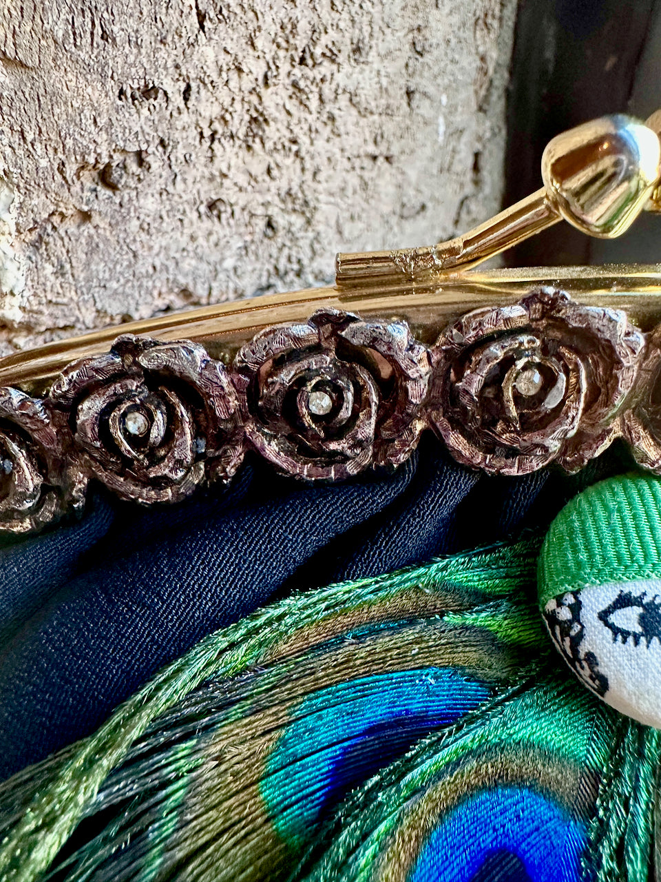 "Miss Boopsy in a Green Hat" Upcycled Vintage Clutch Purse