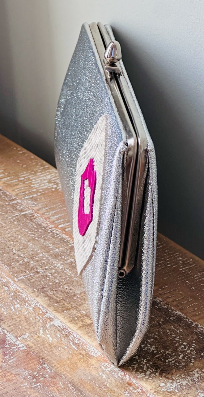 "Hot Lips" Upcycled 1960s Vintage Clutch Handbag