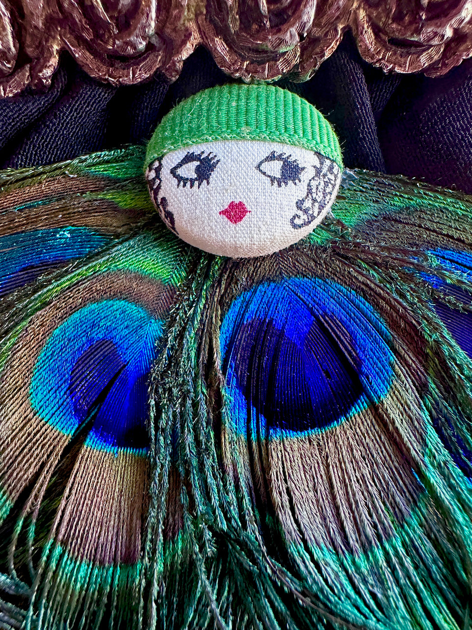 "Miss Boopsy in a Green Hat" Upcycled Vintage Clutch Purse