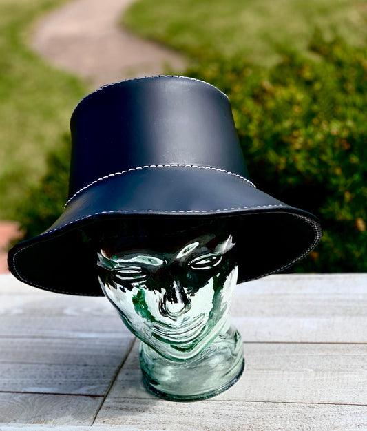 Black Leather Bucket Hat