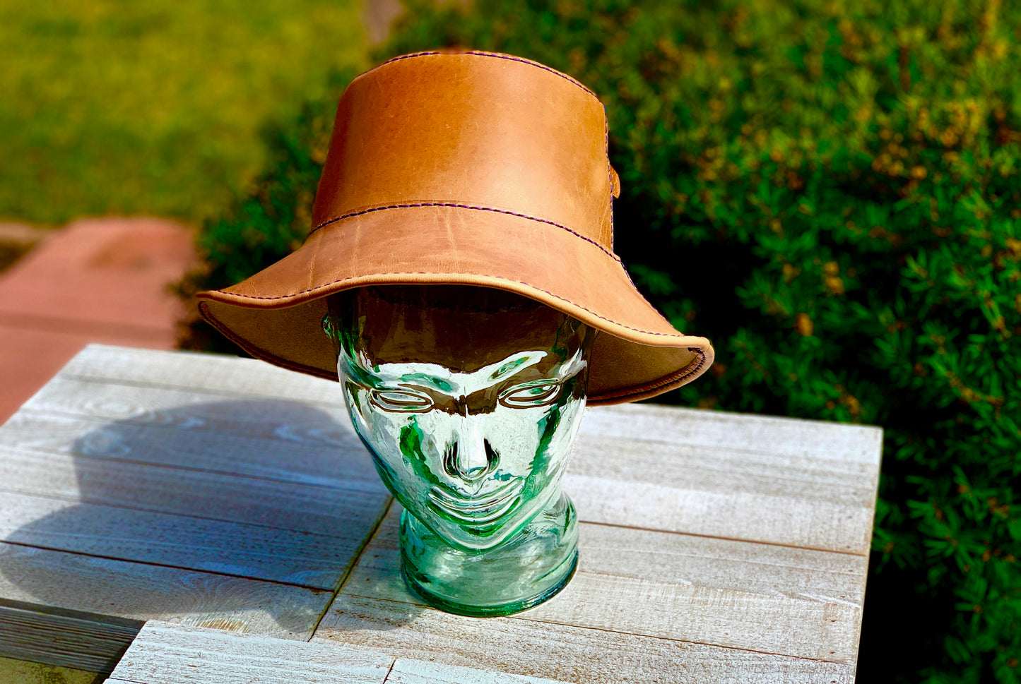 Caramel Tan Leather Bucket Hat