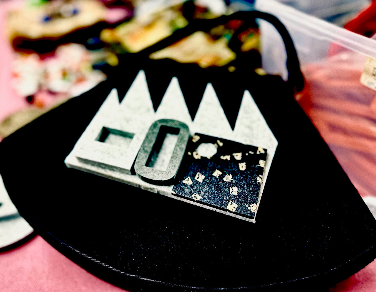 "The Crown"- Upcycled Vintage Black Wool Purse