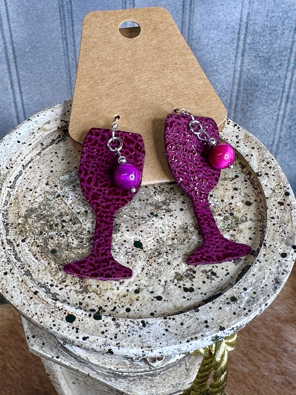 "You Had Me at Merlot" Leather Earrings