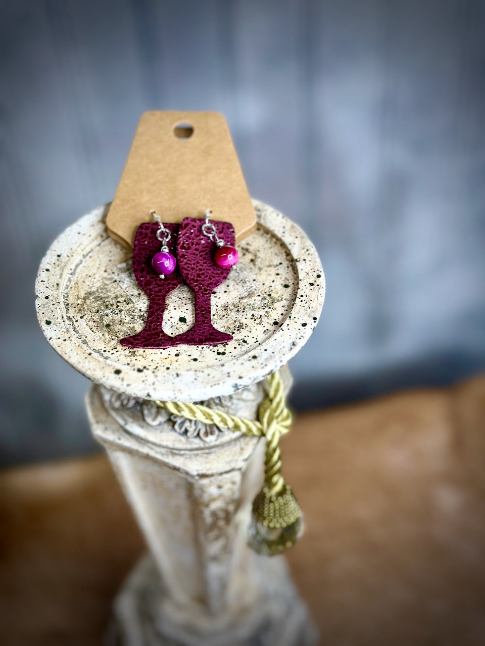 "You Had Me at Merlot" Leather Earrings