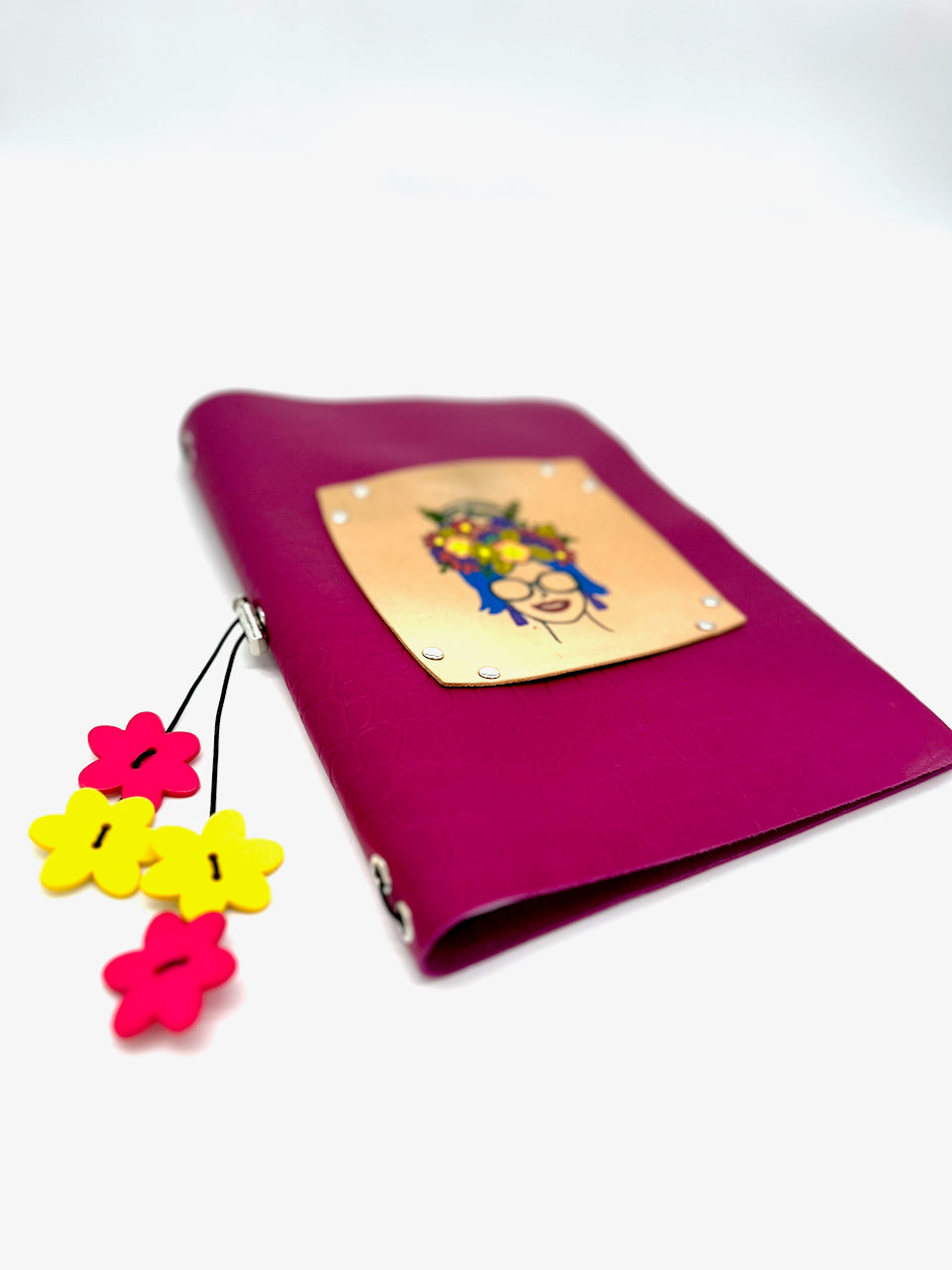 Pink Croco Print "Flowerhead Diva" Refillable Leather Journal